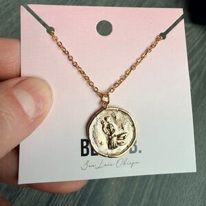 Virgo Zodiac Stamp Charm Necklace in Gold
